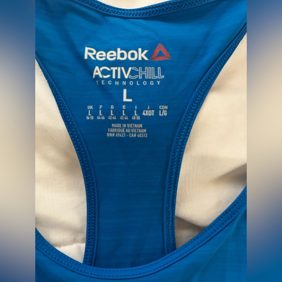 Reebok Tank‎ Top Womens Large Racerback Blue Crossfit Workout Top ActivChill - Picture 3 of 6